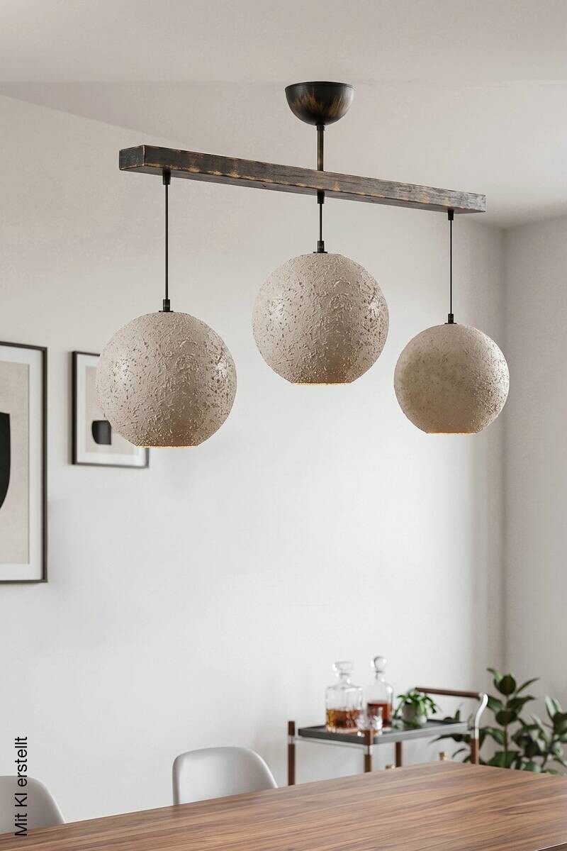 Pendelleuchte mehrfarbig Metall Beton B/H/T/L: ca. 55x55x55x60 cm E27 3 Brennstellen