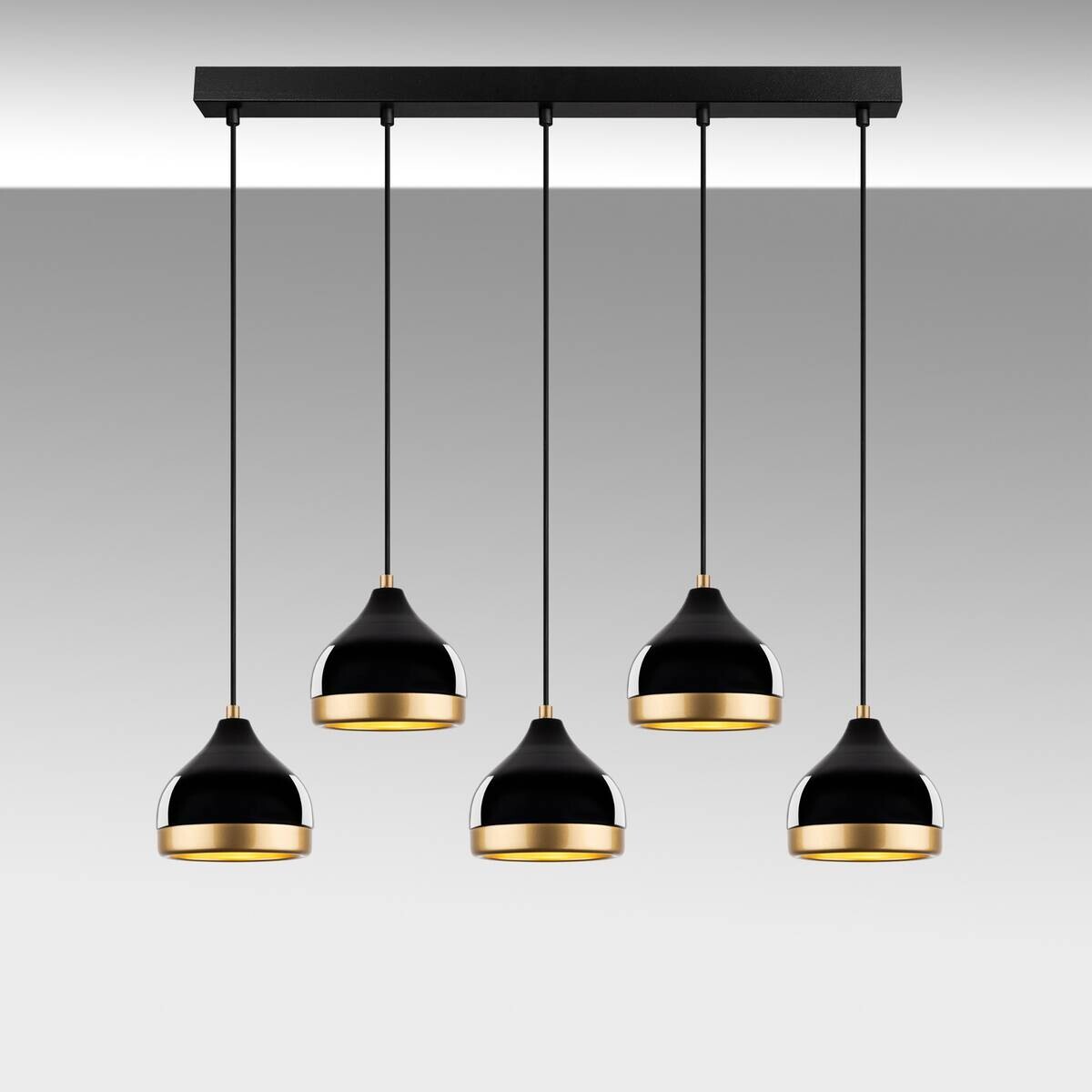 Opviq Pendelleuchte Yldo schwarz B/H/T/L: ca. 90x111x17x90 cm E27 5 Brennstellen