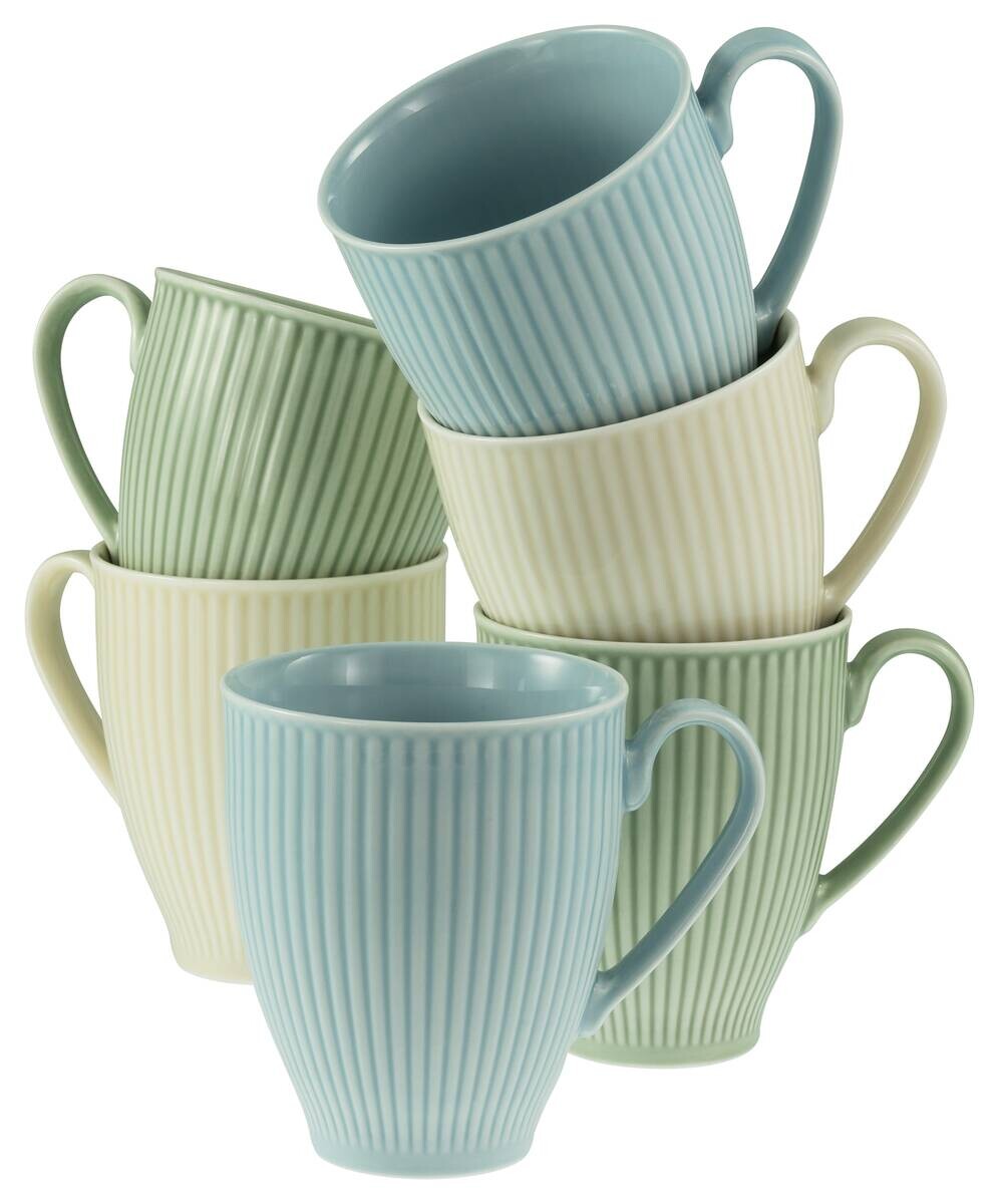 CreaTable Kaffeebecher Valencia bunt Porzellan 6 tlg.