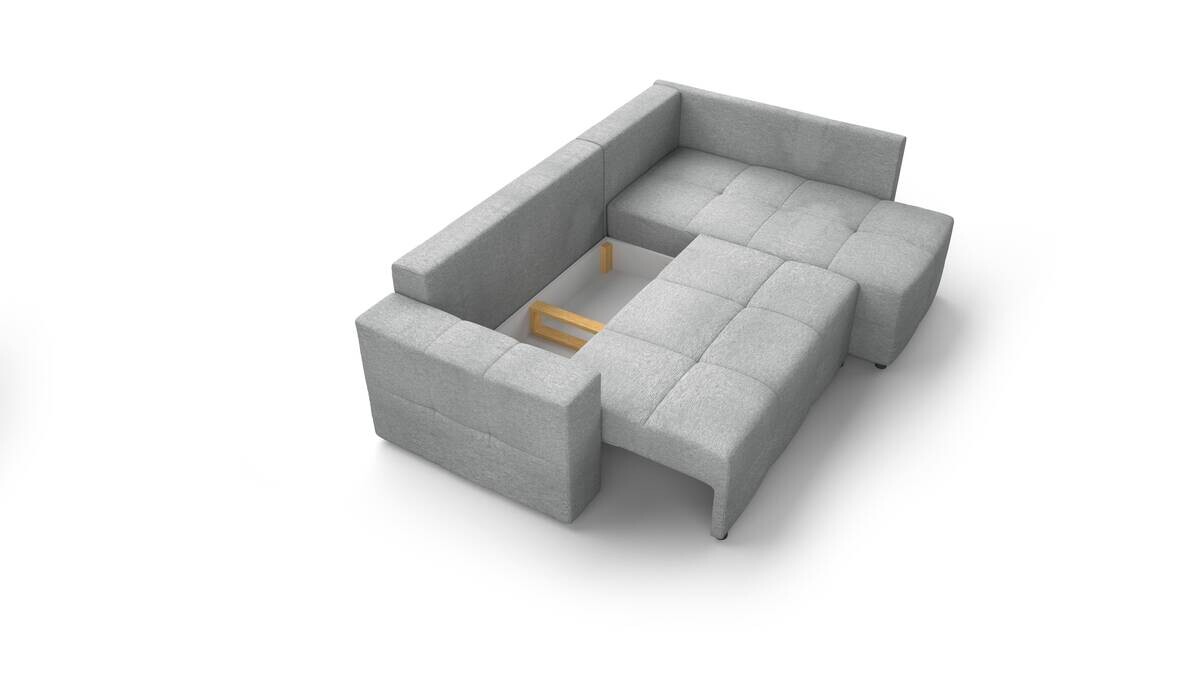 Ecksofa mit Bettfunktion und Bettkasten grau Flachgewebe B/T: ca. 238x167 cm