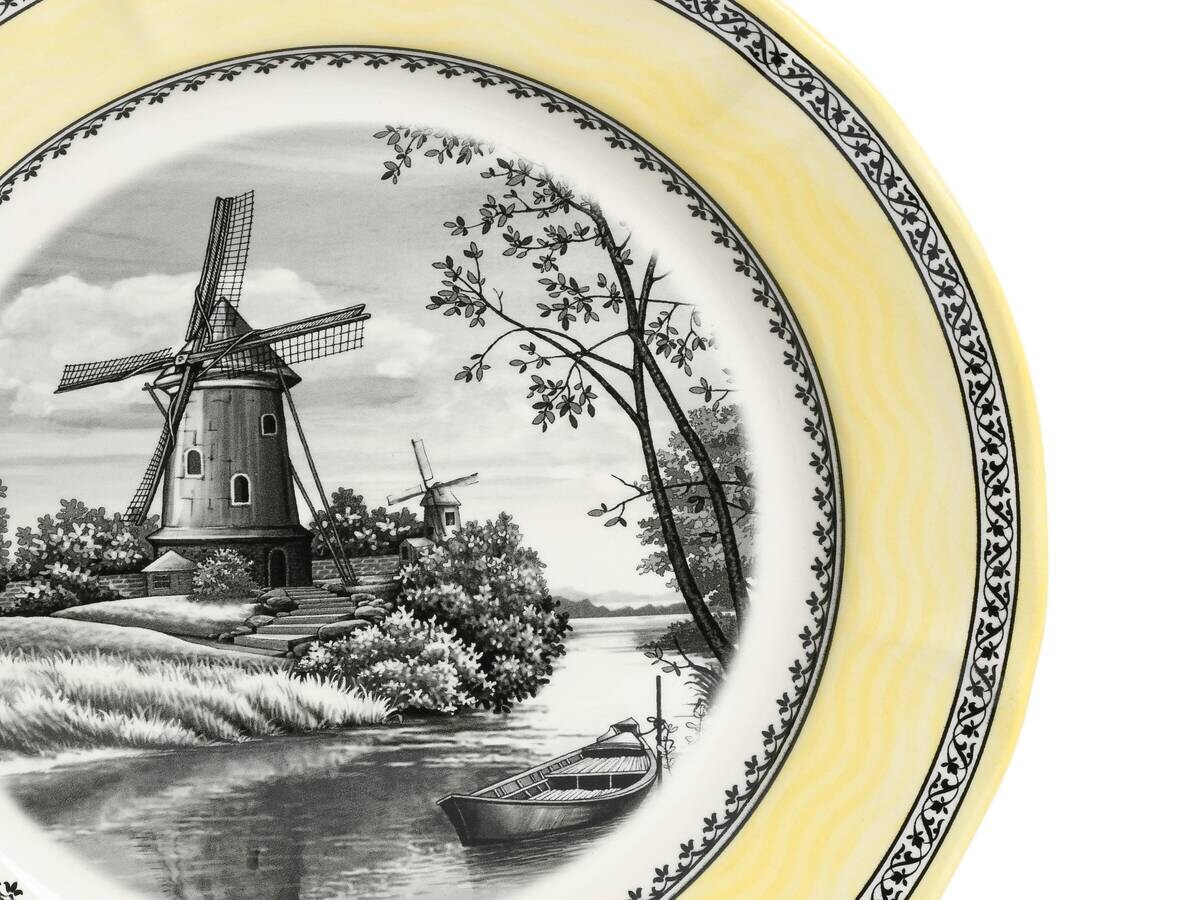 CreaTable Servierschalen-Set Windmühle gelb Steingut 18 tlg.
