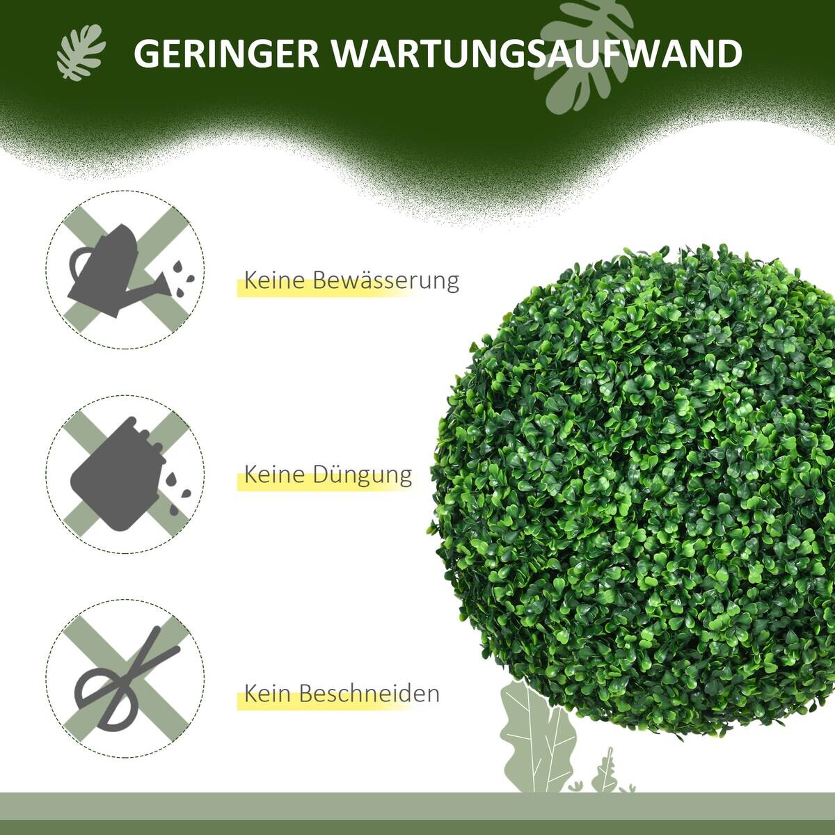 HOMCOM Kunstpflanze grün Polypropylen B/H/L: ca. 40x40x40 cm