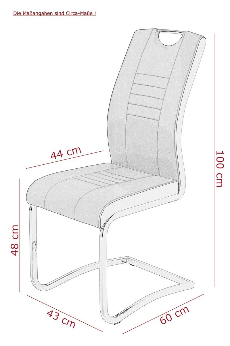 Schwingstuhl Riga, 4er-Set hellgrau Webstoff B/H/T: ca. 44x100x60 cm