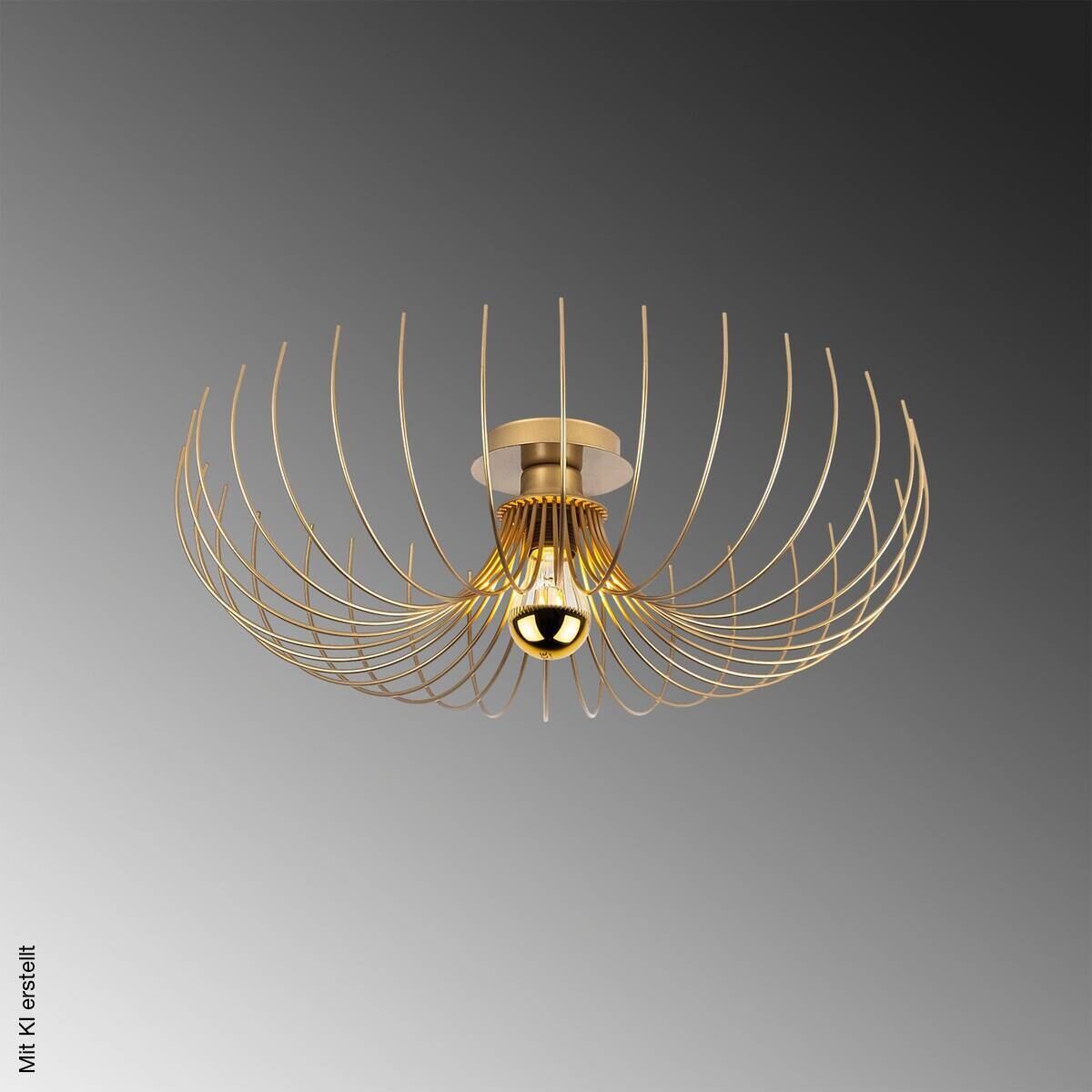 Opviq Pendelleuchte Karsortel gold B/H/T/L/D: ca. 56x16x56x56x56 cm E27 1 Brennstellen