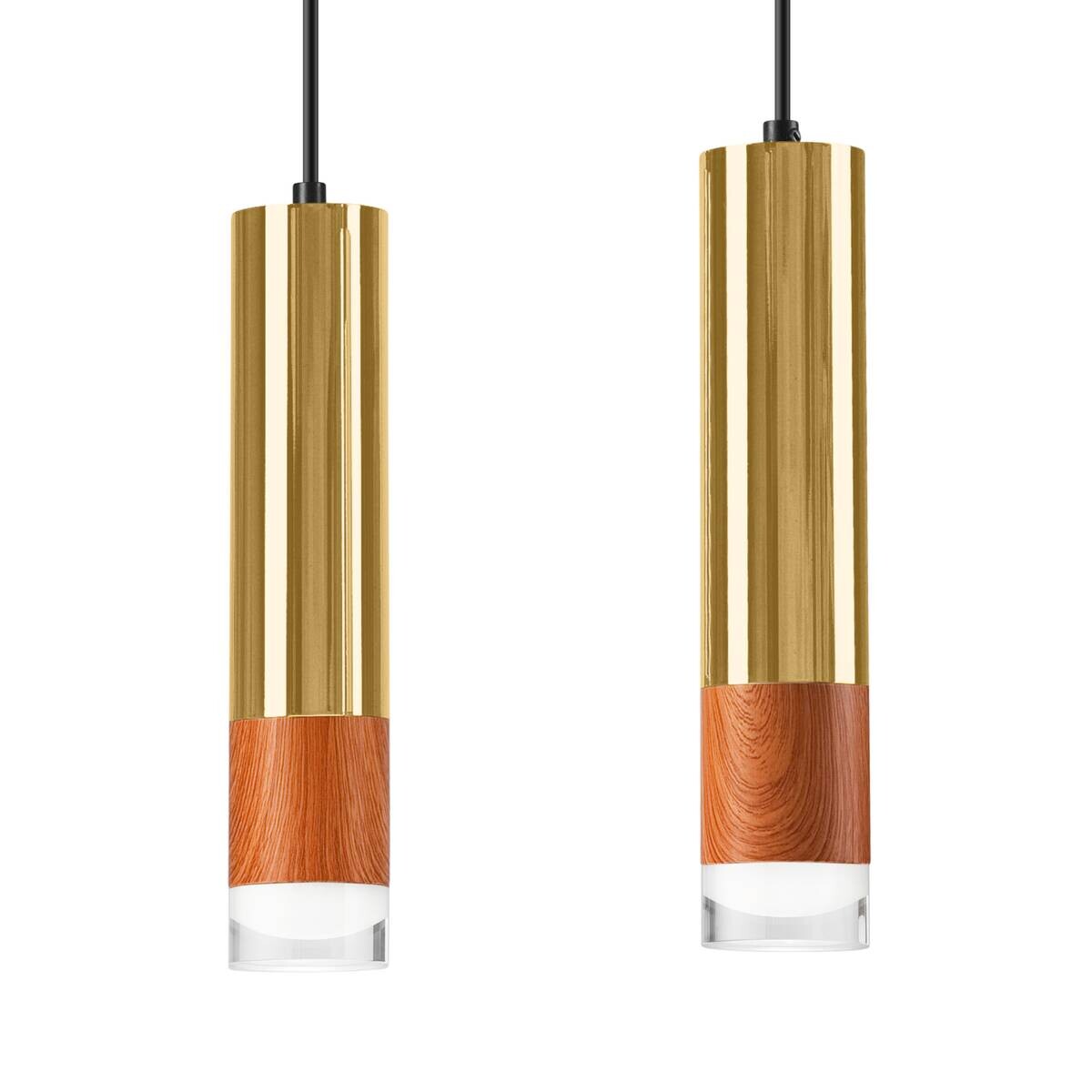 Lamkur Pendelleuchte gold Glas Stahl B/H/L: ca. 8x105x30 cm GU10 2 Brennstellen