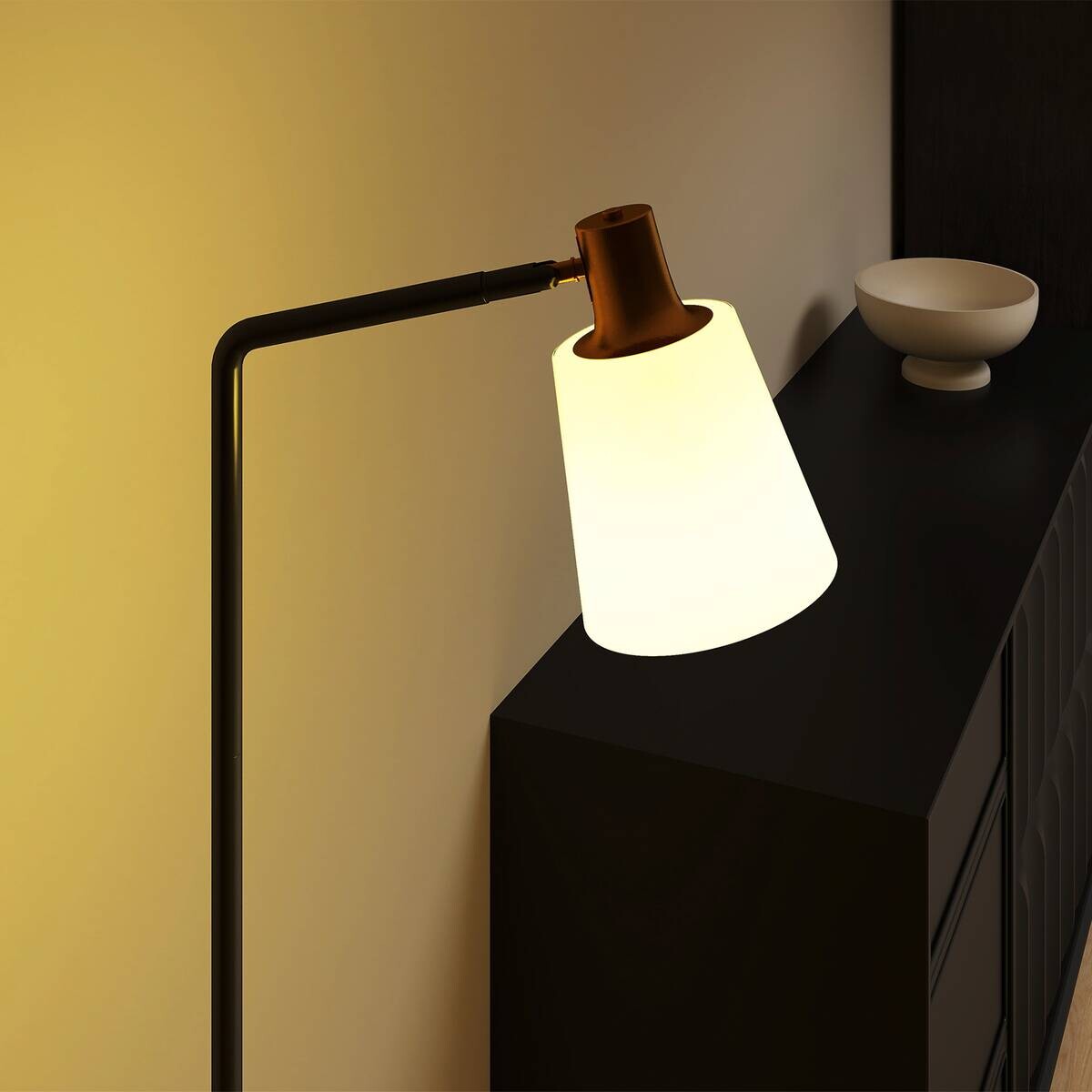 HOMCOM Stehleuchte schwarz Stahl Kunststoff B/H/L: ca. 21x148x45 cm E27 1 Brennstellen