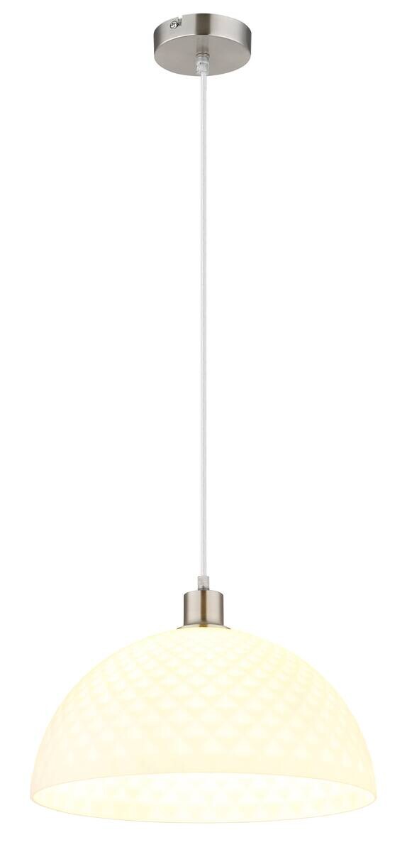 GLOBO Pendelleuchte Opal nickel Glas Metall PVC H/D: ca. 120x35 cm E27 1 Brennstellen
