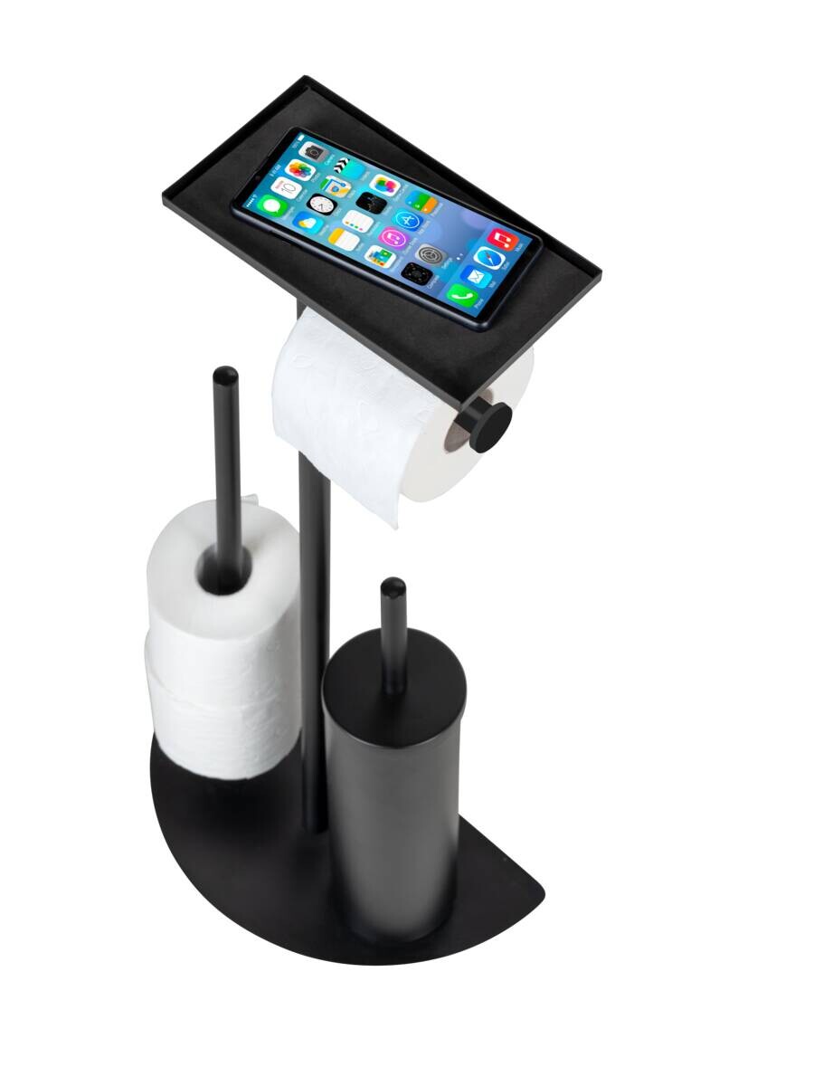 WENKO Stand-WC-Garnitur Cosenza Neo schwarz Edelstahl