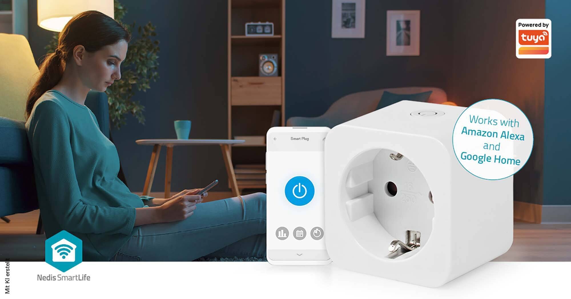 Nedis Smart-Stecker weiß Kunststoff B/H/L: ca. 5,47x8,25x5,47 cm