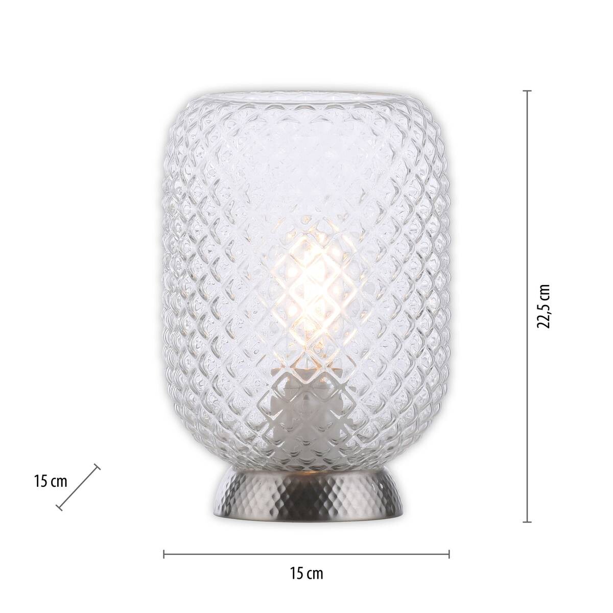 Just Light Tischleuchte 14906-55 Stahl Rauchglas H/D: ca. 23x15 cm E27 1 Brennstellen