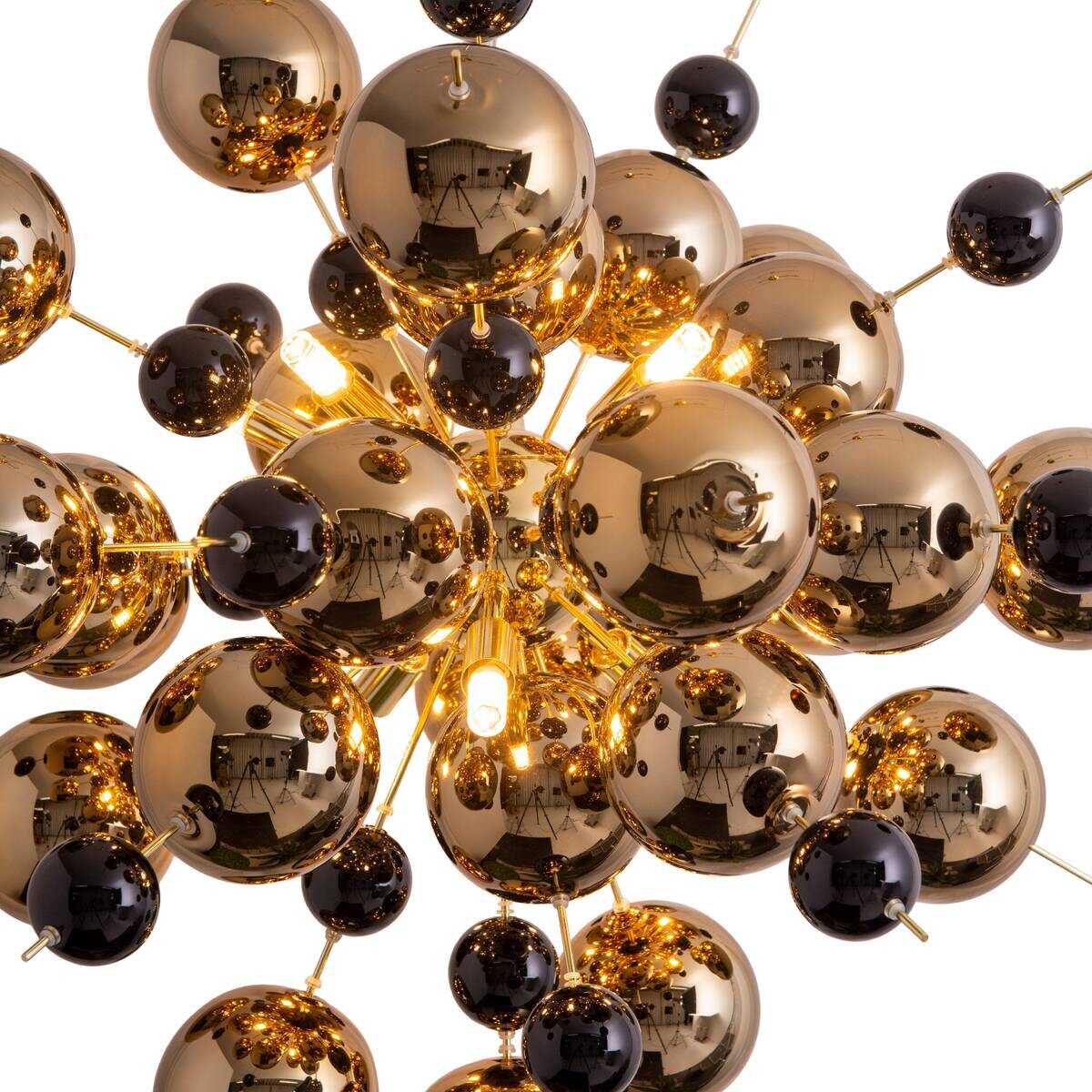 Näve Leuchten Pendelleuchte 7026458 gold Glas Metall B/H/T: ca. 65x150x65 cm G9 10 Brennstellen