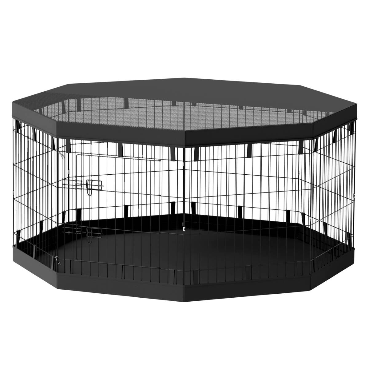 PawHut Welpenauslauf schwarz Stahl B/H/L: ca. 159x76x159 cm