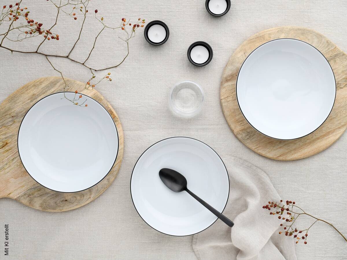 CreaTable Schüssel-Set Allround Black Line schwarz Porzellan