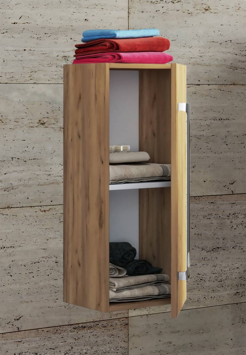 Midischrank Badinos Eiche Honig Nachbildung Alu Optik B/H/T: ca. 33x75x22 cm