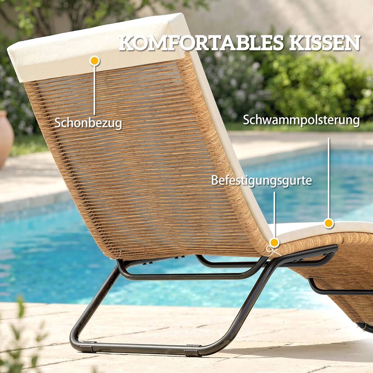 Outsunny Gartenliege schwarz Polyester B/H/L: ca. 57x80x175 cm