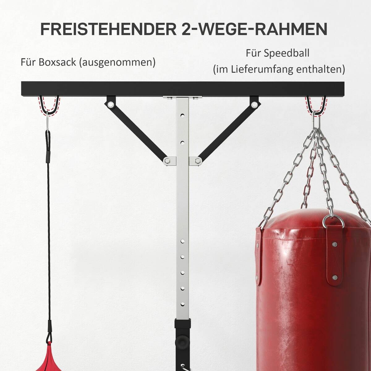 SPORTNOW Boxsackständer schwarz Stahl B/H/L: ca. 145x220x160 cm