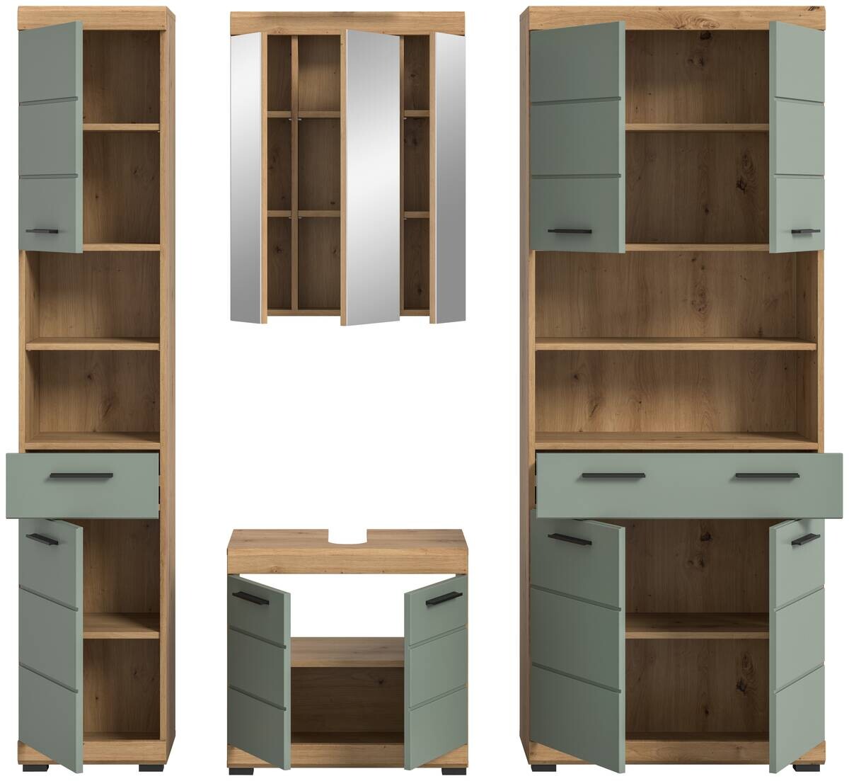Badezimmer-Set Scout Eiche Artisan Nachbildung salbei Nachbildung B/H/T: ca. 186x191x34 cm