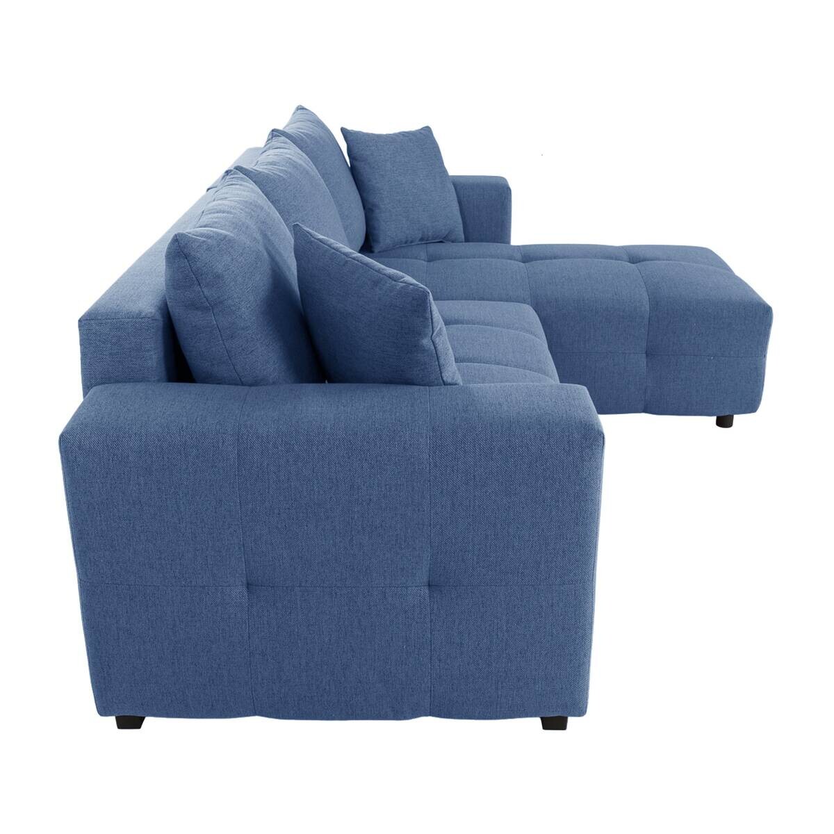 Ecksofa mit Bettfunktion und Bettkasten blau Webstoff B/H/T: ca. 247x83x162 cm