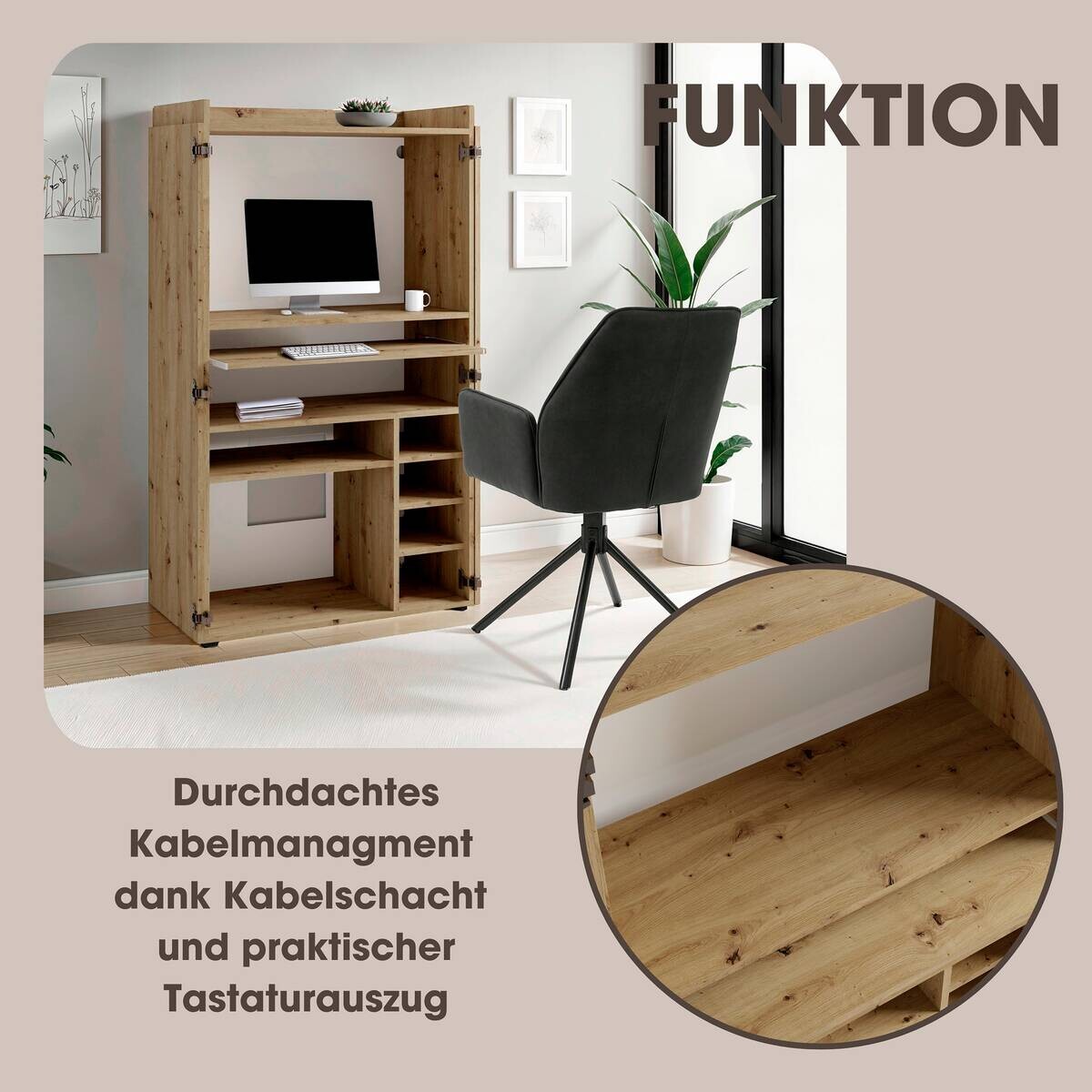 Sekretär JANNE Eiche B/H/T: ca. 80x141x40 cm