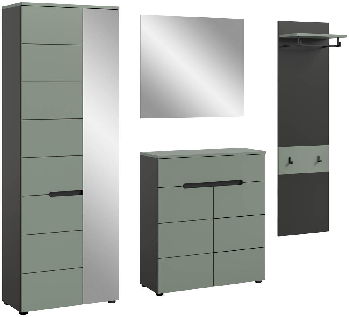 Garderobe Canu grün basaltgrau Nachbildung B/H/T: ca. 220x190x37 cm