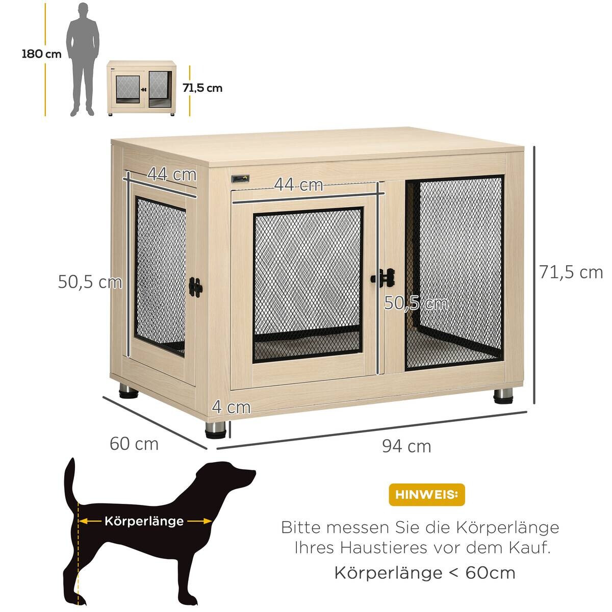 PawHut Hunde-Zubehör Eiche Polyester B/H/L: ca. 60x94x71,5 cm