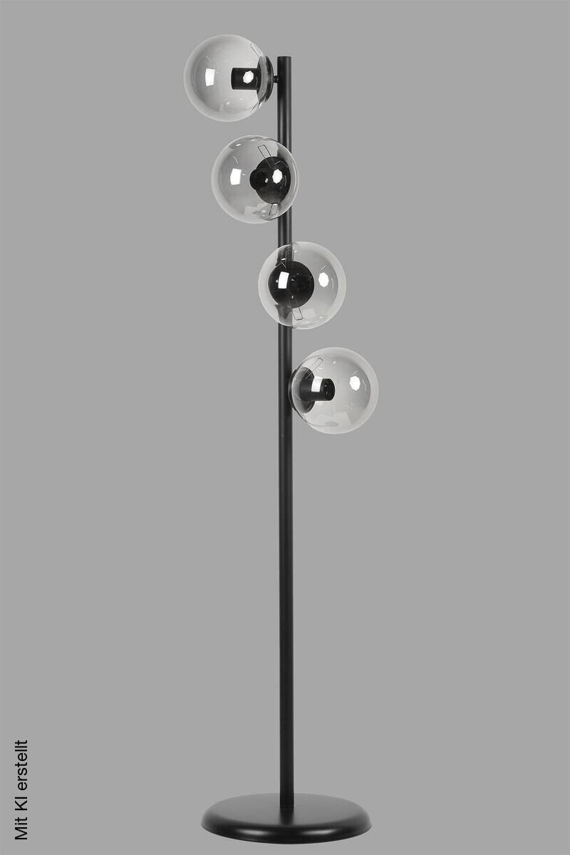 Opviq Stehlampe schwarz Glas Metall B/H/L: ca. 30x137x30 cm E27 4 Brennstellen