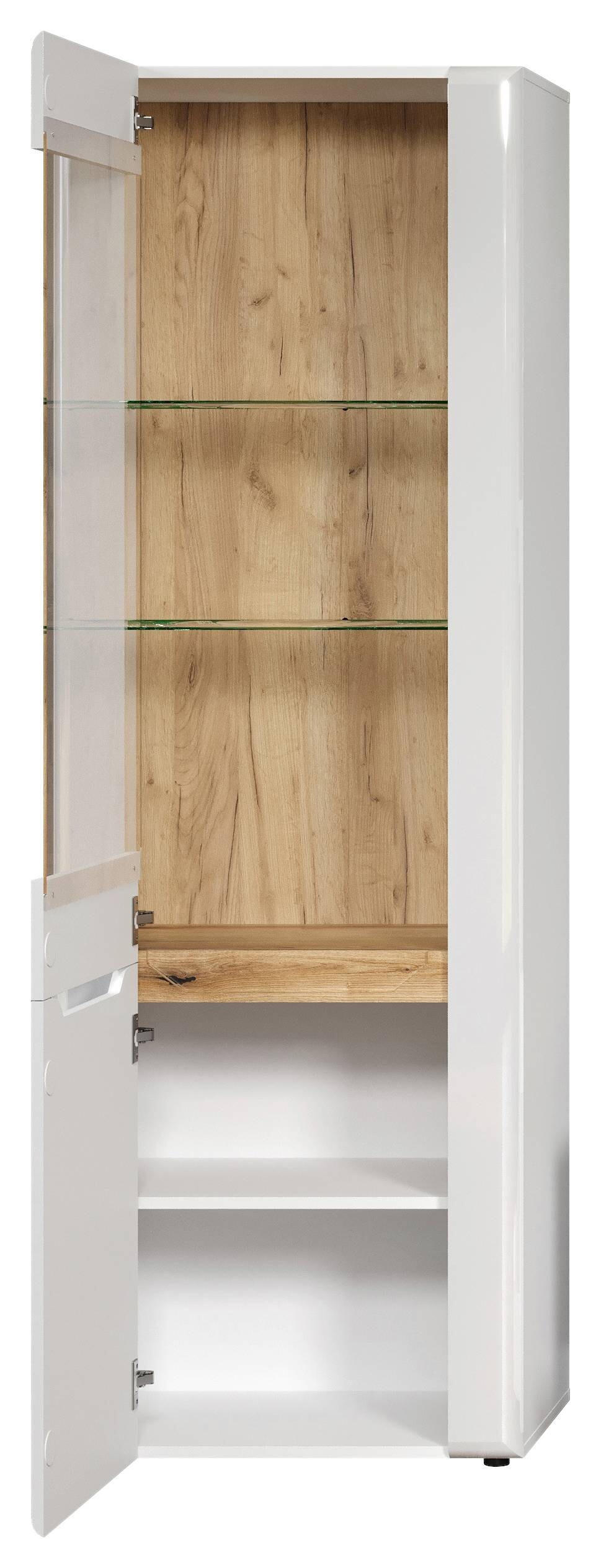 Vitrine Marlon Eiche Evoke Coast Nachbildung weiß Hochglanz B/H/T: ca. 65x192x40 cm