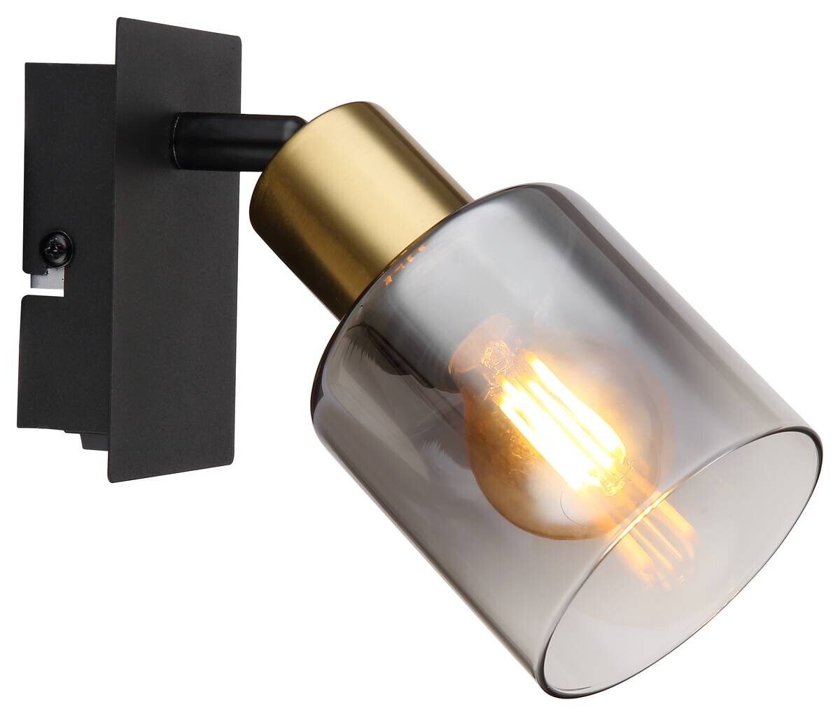 GLOBO Spot Hollsy schwarz Rauch Metall Glas B/L: ca. 16x8 cm E14 1 Brennstellen