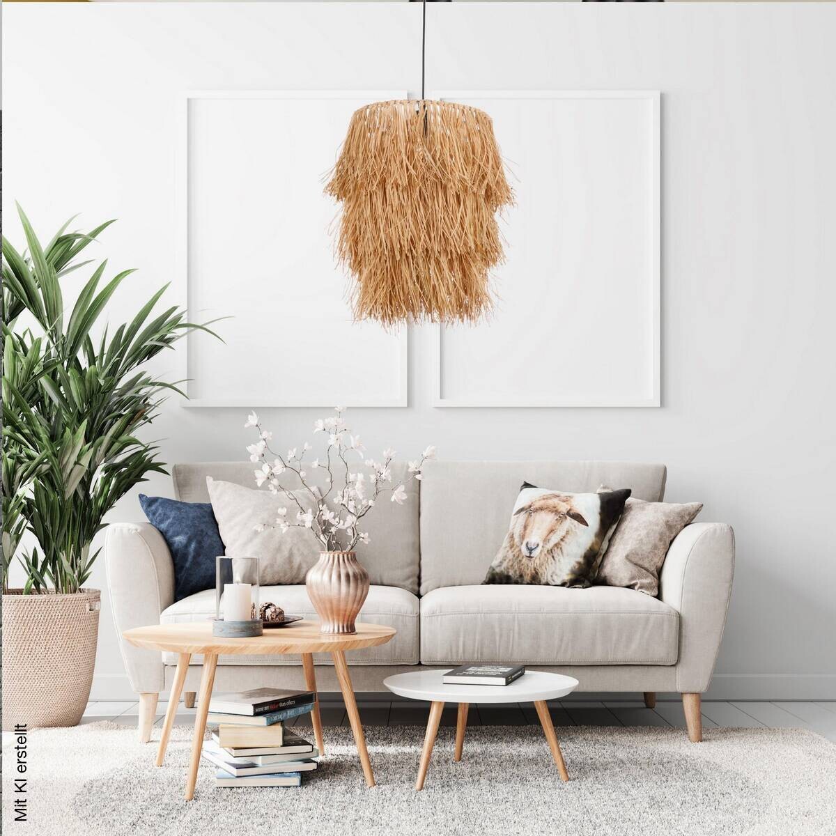 Pendelleuchte beige Metall B/H/L/D: ca. 30x115x30x30 cm E27 1 Brennstellen