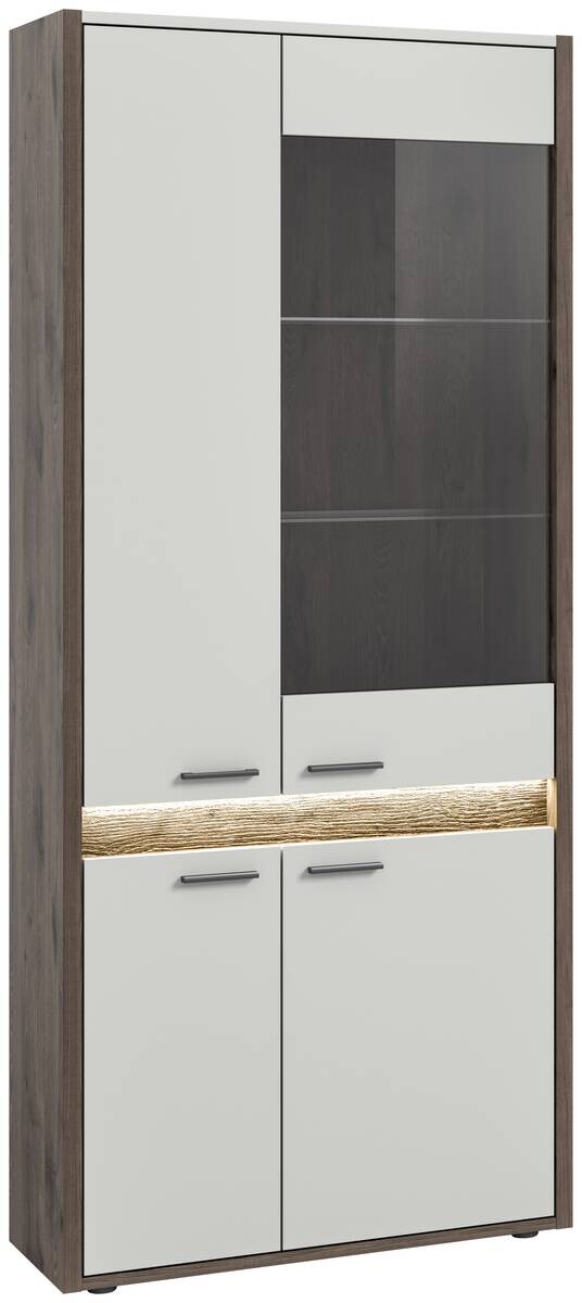Vitrine Falcona Nox Oak Nachbildung hellgrau B/H/T: ca. 82x198x37 cm