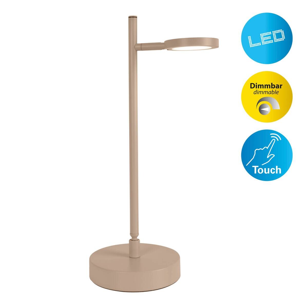 Näve Leuchten LED-Tischleuchte beige Metall B/H/T: ca. 22,6x45x16 cm