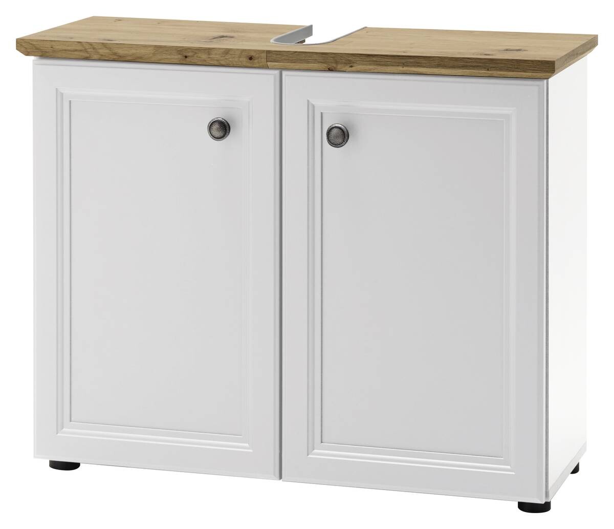 Waschbeckenunterschrank Toskana weiß Eiche Artisan Nachbildung B/H/T: ca. 84x67x32 cm