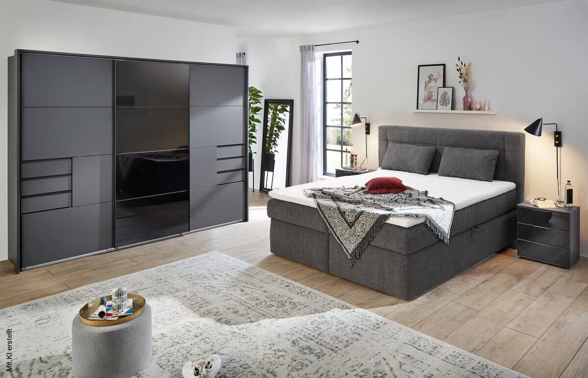 Boxbett dunkelgrau Liegefläche B/L: ca. 200x180 cm