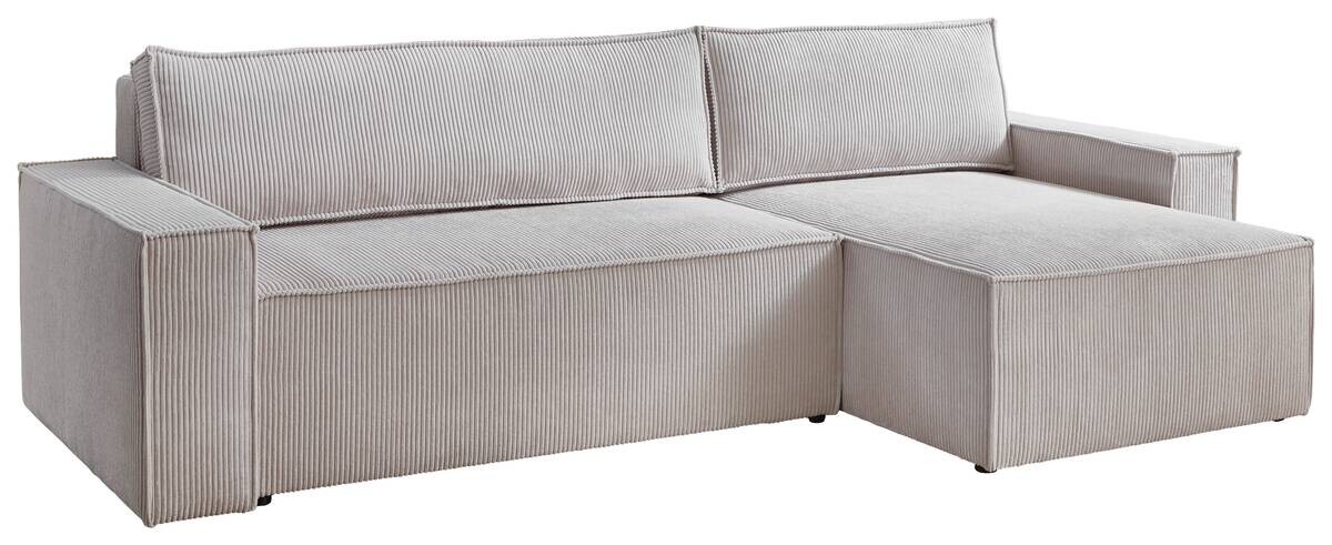 Ecksofa mit Bettfunktion und Bettkasten natur Microfaser B/H/T: ca. 266x150x83 cm