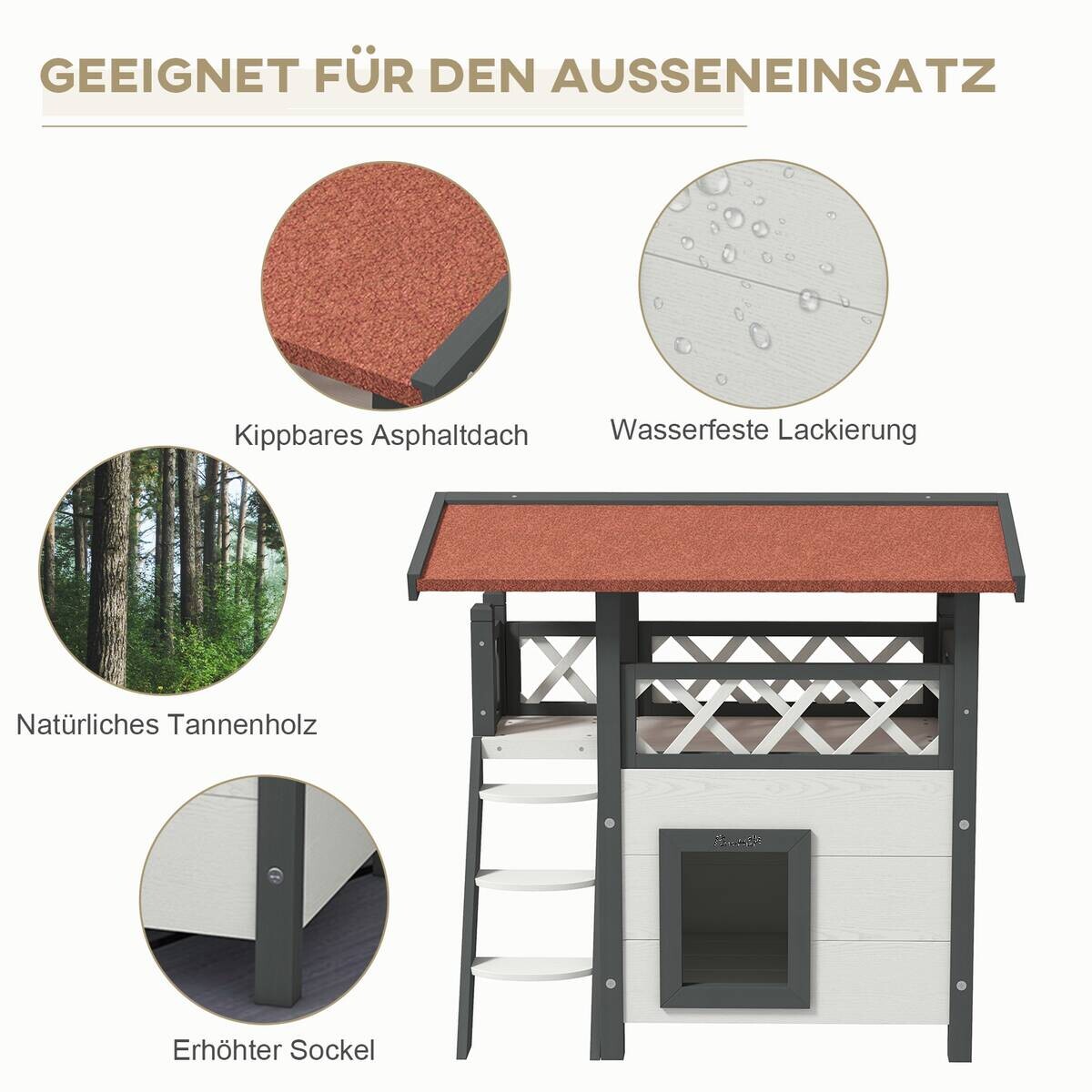 PawHut Katzen-Zubehör weiß Polypropylen B/H/L: ca. 50x77x73 cm