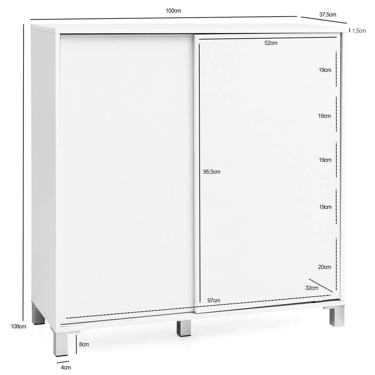 Schuhschrank weiß B/H/T: ca. 100x108x37,5 cm