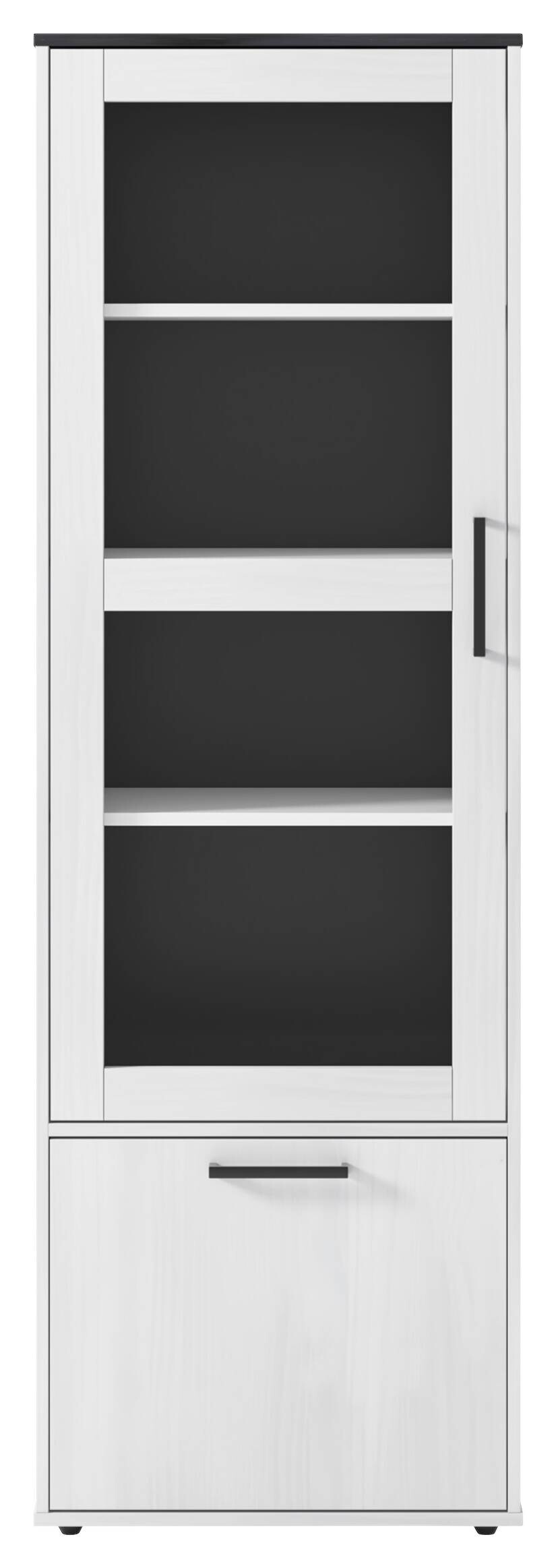 Vitrine Smart 1 Massivholz kiefer weiß schwarz B/H/T: ca. 61x189x40 cm