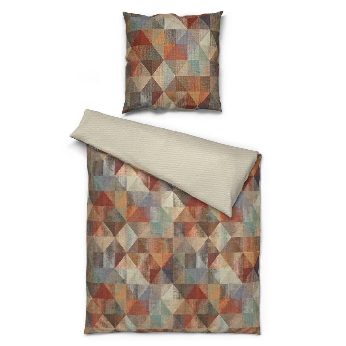 Baumwoll Wende Bettwäsche braun beige 100% Baumwolle B/L: ca. 135x200 cm