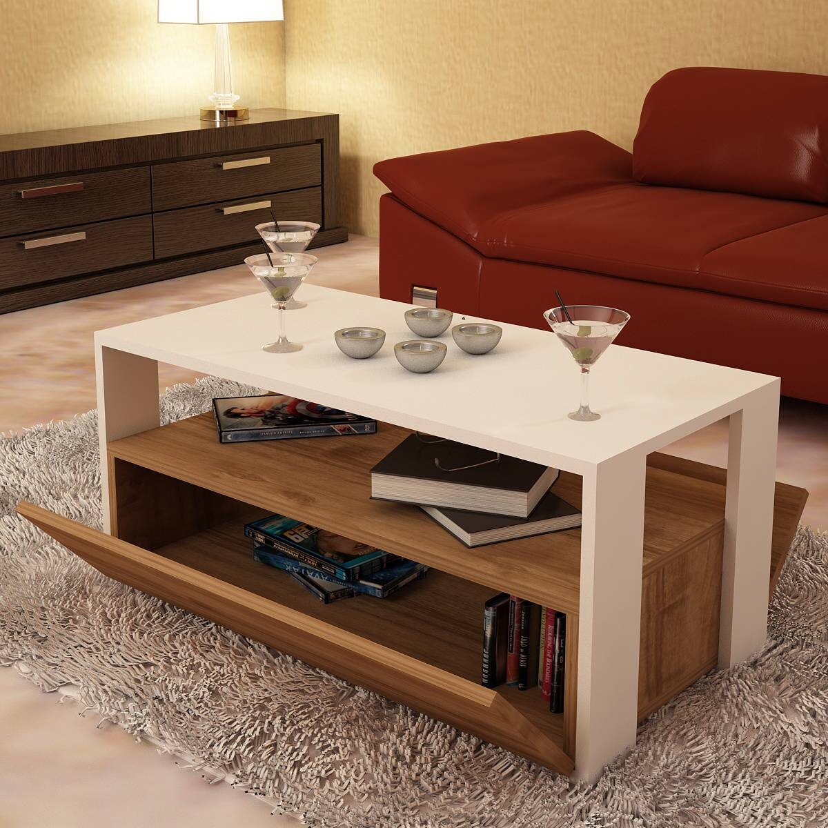 Couchtisch Balina weiß walnuss Nachbildung B/H/T: ca. 90x40x45 cm