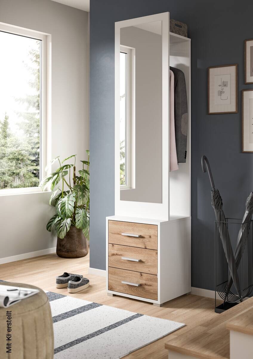 Garderobe POLO weiß Nox Oak Nachbildung B/H/T: ca. 45x190x38 cm
