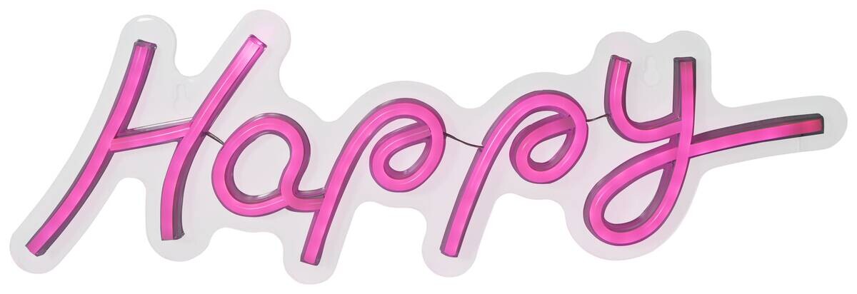 POCOline Neon Wandleuchte Happy pink B/H: ca. 42x14 cm