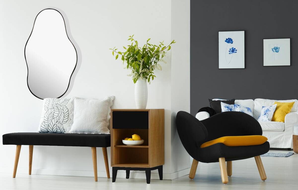 Wohnling Wandspiegel schwarz Metall B/H/T: ca. 40x80x2,5 cm