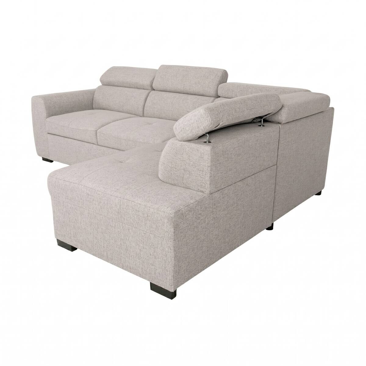 Ecksofa mit Bettfunktion und Bettkasten beige Webstoff B/H/T: ca. 245x184x87 cm