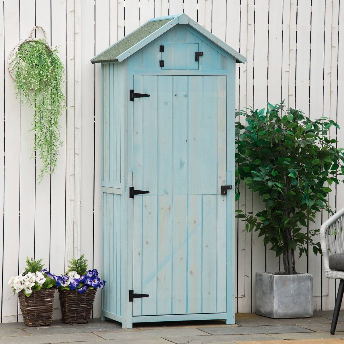 Outsunny Gartenhaus hellblau B/H/L: ca. 54x179x77 cm