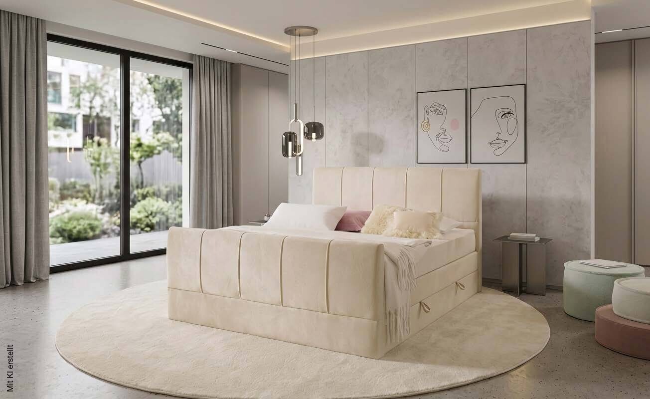Boxspringbett Harmony creme Liegefläche B/L: ca. 160x200 cm