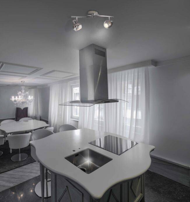 Näve Leuchten LED-Wand- Deckenleuchten NV1117542 Chrom Glas Metall B/H/T: ca. 41x8x14 cm 2 Brennstellen