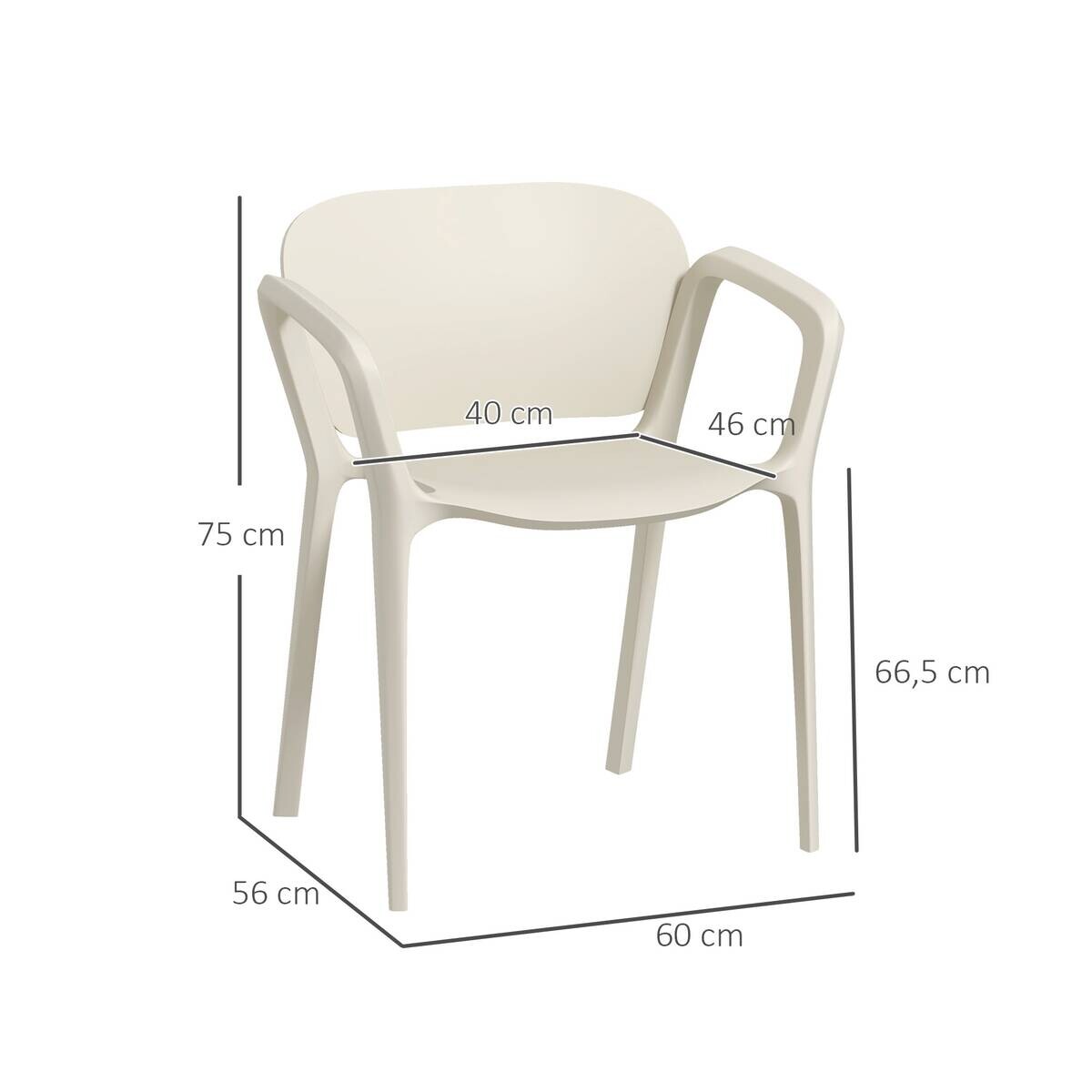 Outsunny Balkonstühle weiß Kunststoff B/H/L: ca. 56x75x60 cm