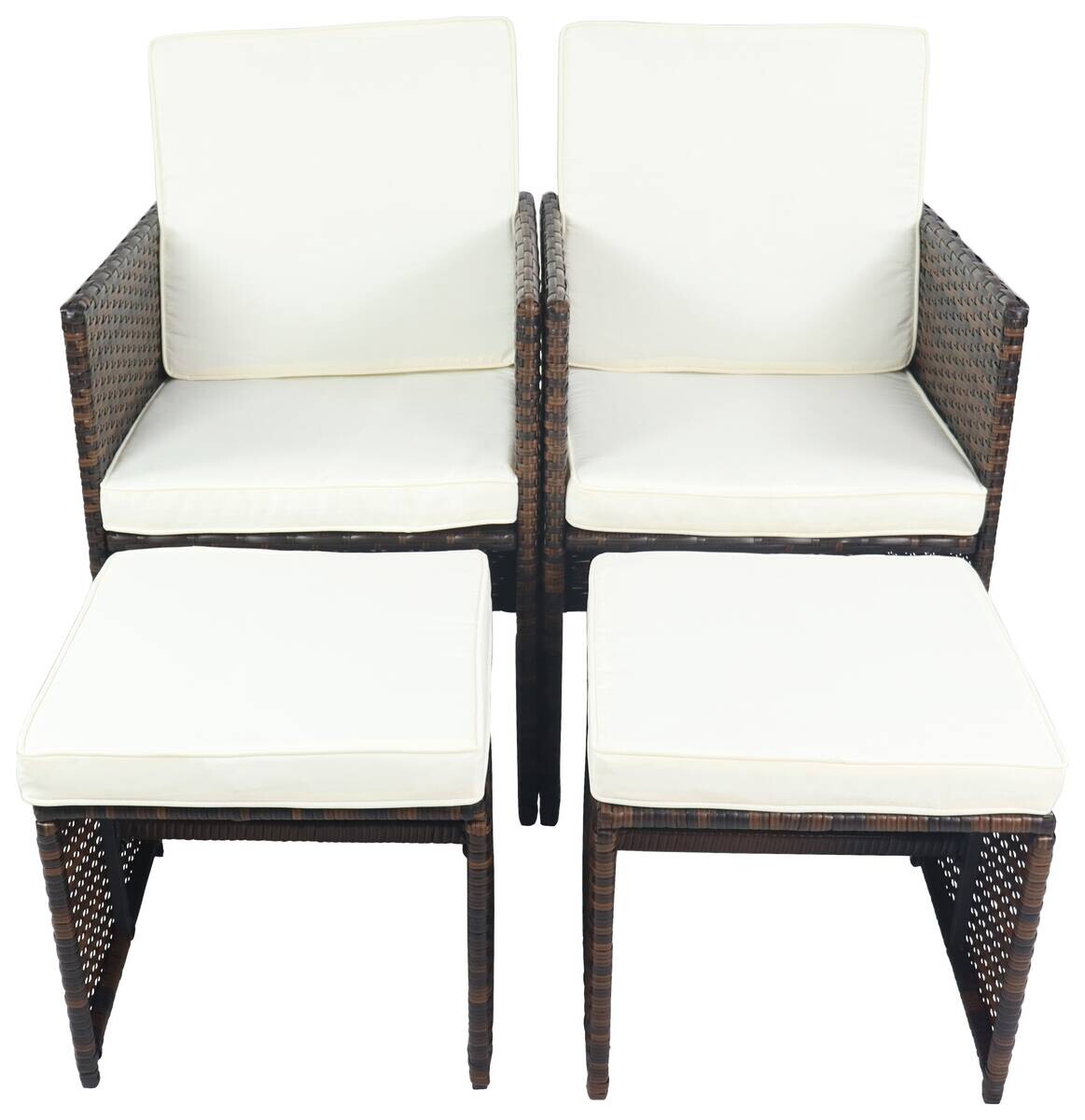 VCM Gartenstuhl 4er Set braun Rattan B/H/L: ca. 53x84x53 cm