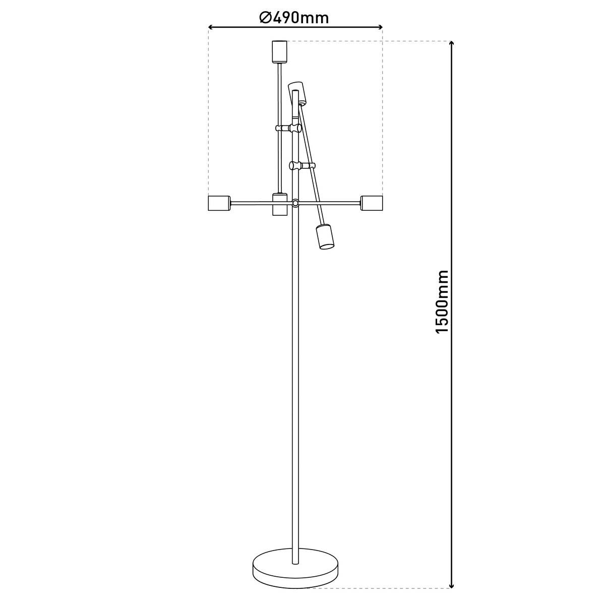 Näve Leuchten Stehlampe schwarz Metall B/H/T/D: ca. 49x150x49x49 cm E27 6 Brennstellen