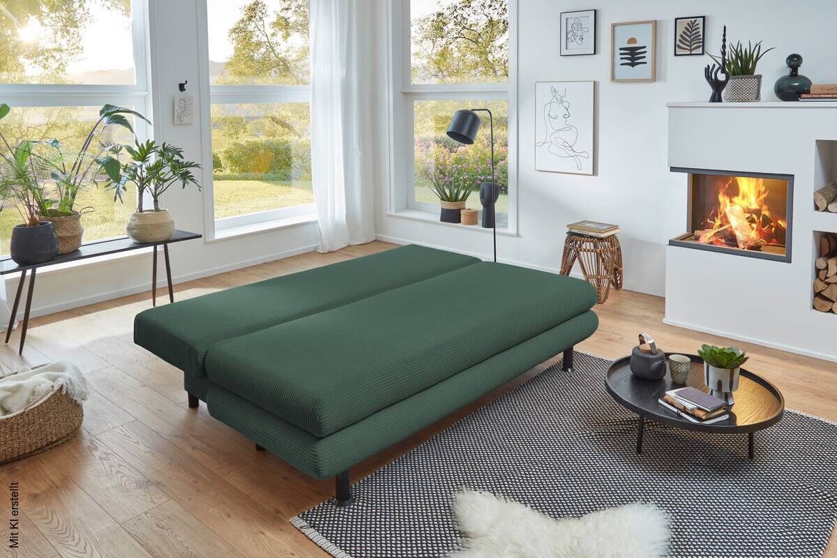 Schlafsofa Bern grün Microfaser B/H/T: ca. 190x93x92 cm